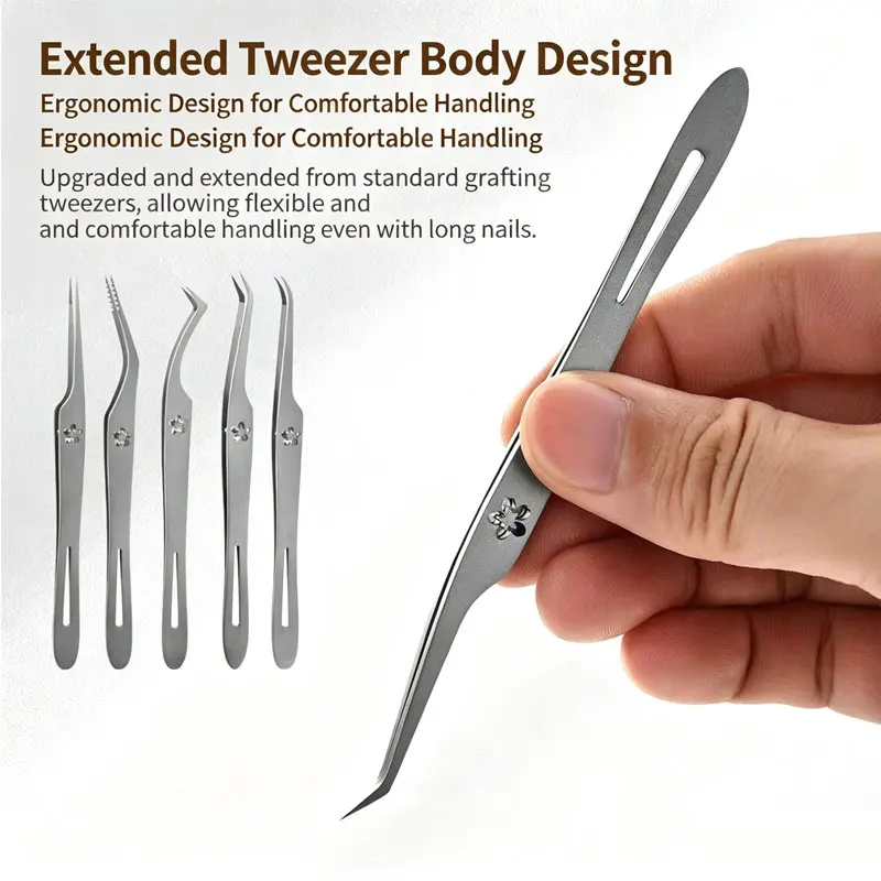 Gear Tip Lash Tweezers Fiber Tip Precise Nano Eyelash Extension Clip Professional Isolation Boot Nail Art Tongs Makeup Tools
