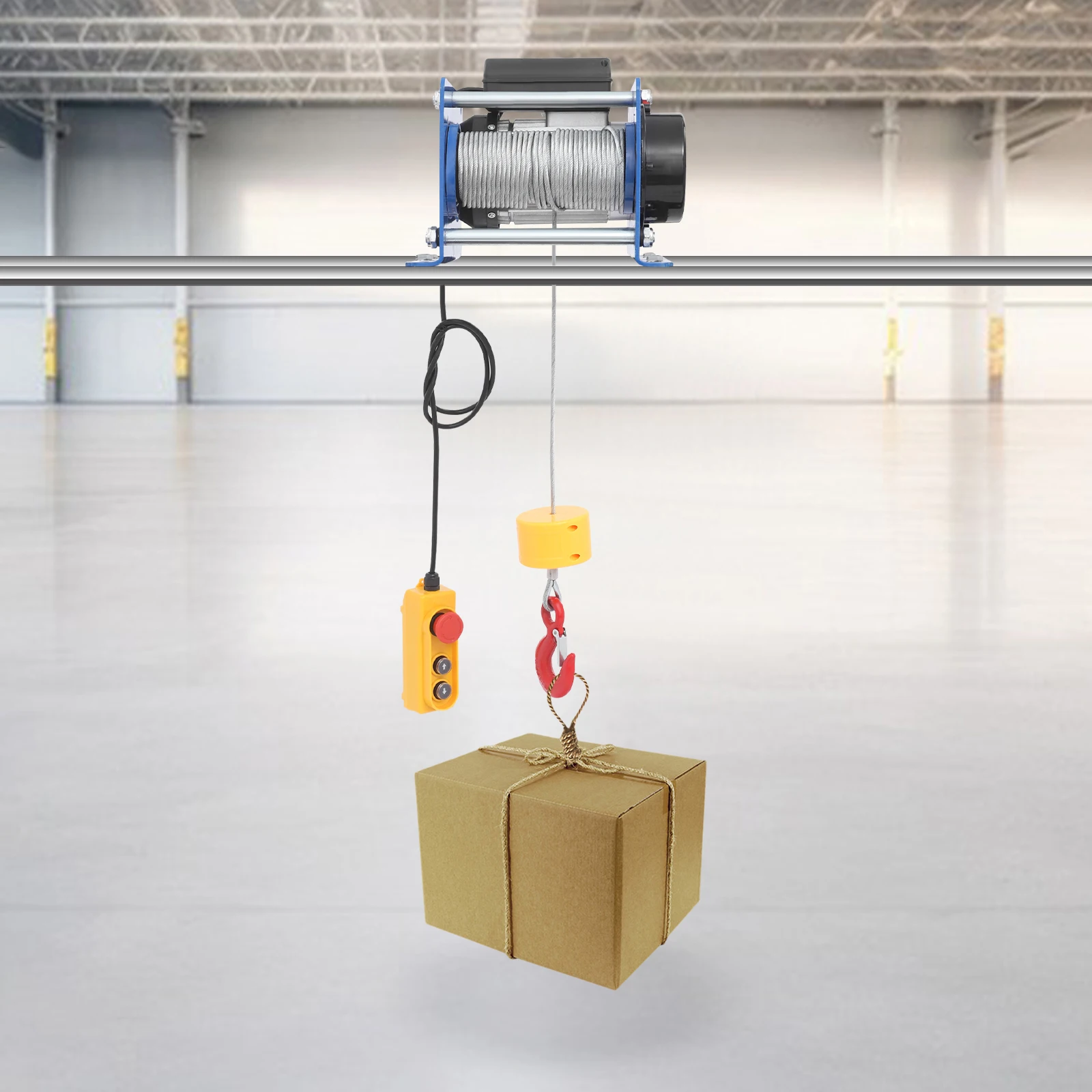 

Электрическая таль из углеродистой стали, 1 кВт, 400 кг, двойной веревочный подъемник, 30 м, кран с проволочным управлением и аварийным тормозом