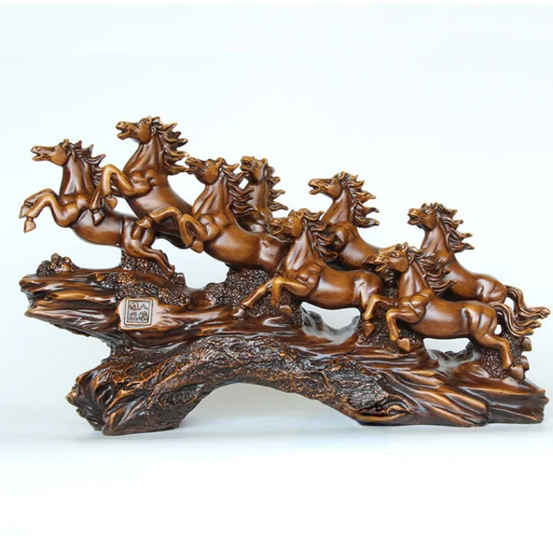 

Eight Horses Fengshui Fengshui Lucky Statue Home Living Room Resin Crafts Decoration Office Opening Housewarming Gift