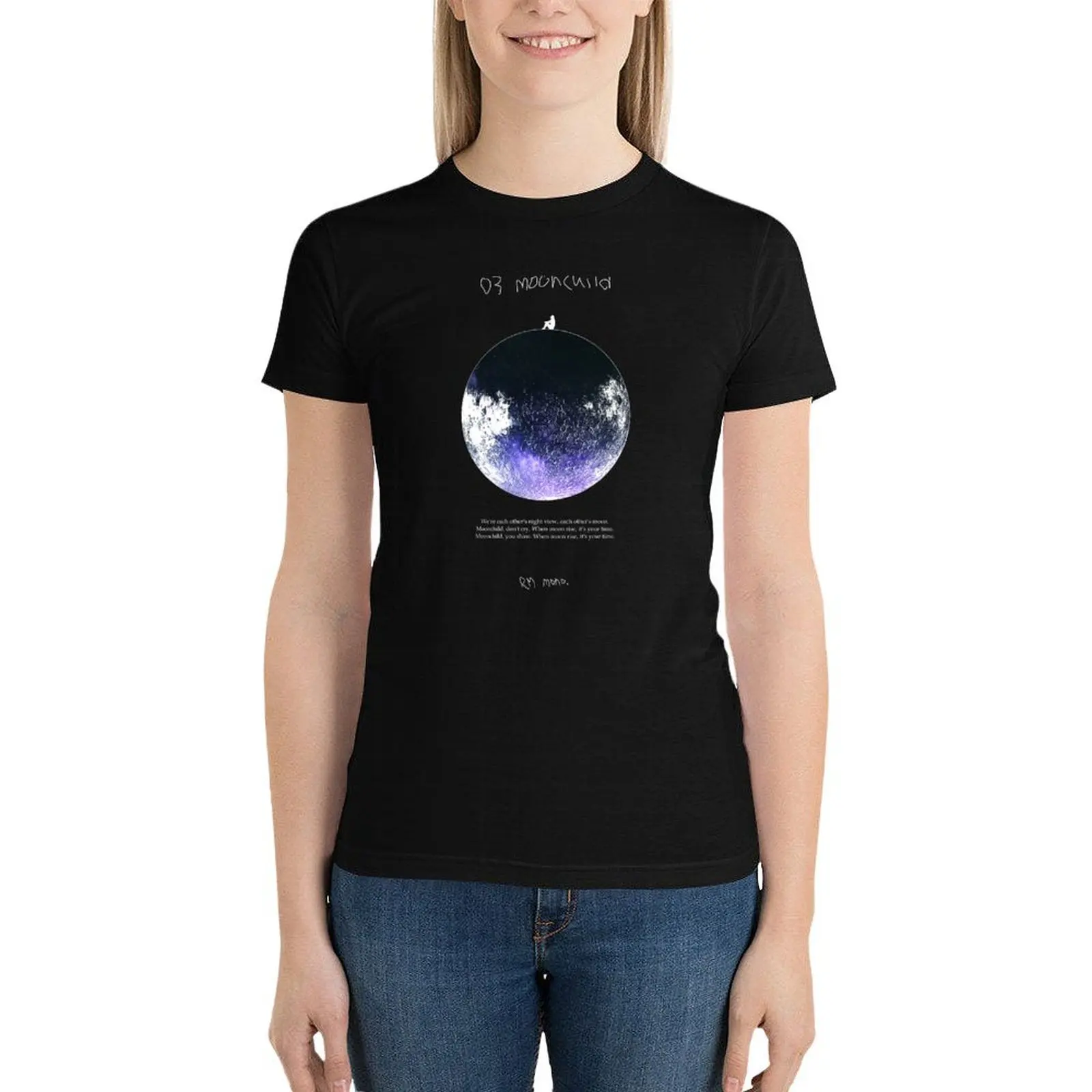 

RM Mono. - Moonchild Dark Blue T-Shirt female cute tops Aesthetic clothing Woman T-shirts