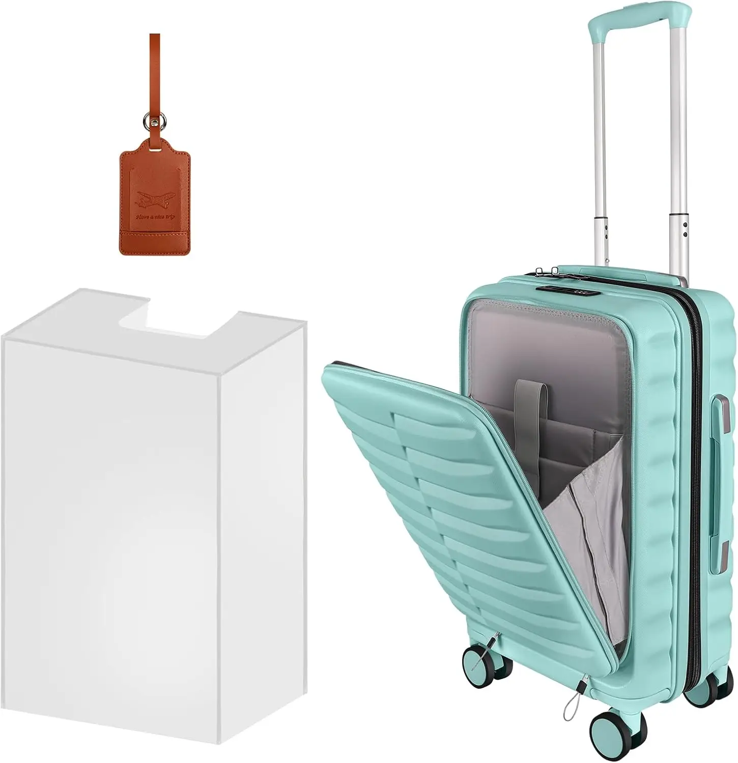 

22x14x9 Дорожный чемодан для ручной клади, одобренный авиакомпаниями, с расширяемым объемом, передним карманом, колесами-спиннерами, жестким корпусом из ABS+PC, 20 дюймов