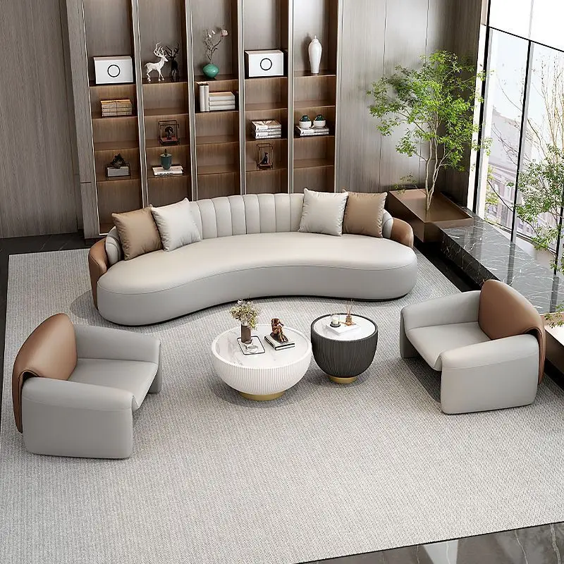 Hotel lobby office sofa lounge area reception negotiation curved sofa living room beauty salon sofa combination