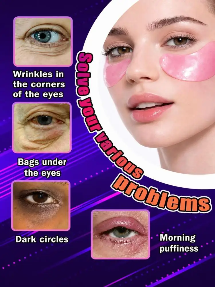 Pink Gel Eye Mask Patches for Under‑Eye Skin, Hydrating Eye Area Care, Improve Puffy‑Looking Morning Eyes, Support Firmer‑Looking Eyelid, Gentle Home‑Use Beauty Eye Skin Care for Women