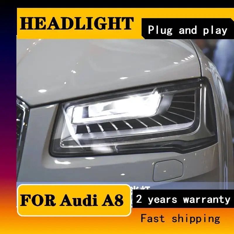 

Car Styling For Audi A8 Headlights A8L 2012-2017 Head Lamp ALL LED Yellow Turn signal+daytime+high and low beam light