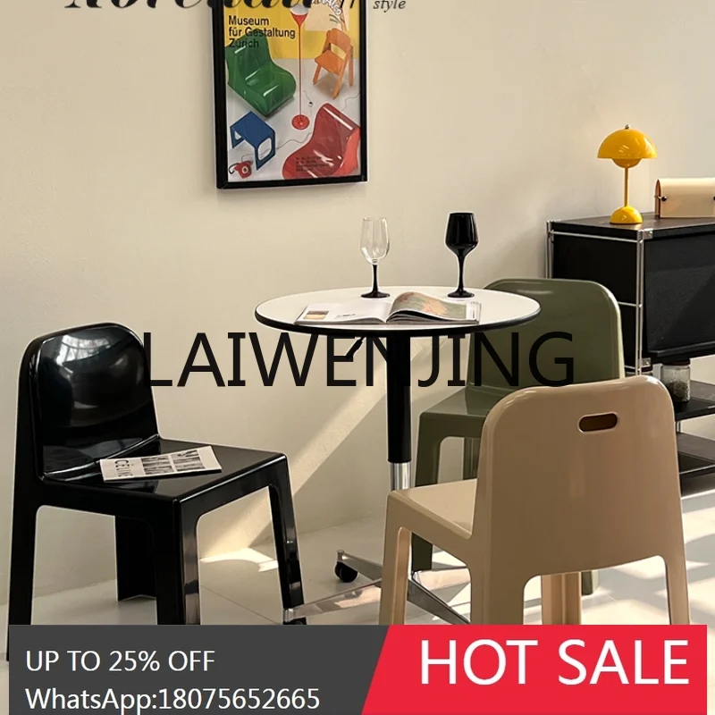 Simple Modern Plastic Dining Table and Chair Internet Celebrity Home Backrest Milk Tea Shop Leisure Chair
