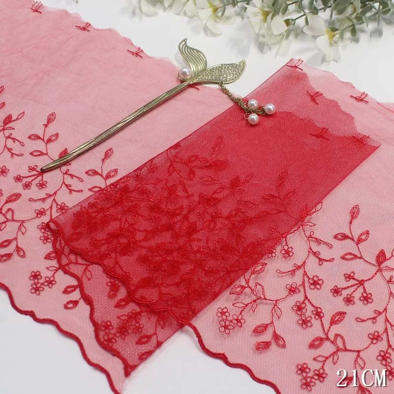 32Yards Red Lace Trims Peach For Clothing Accessories Dress Sewing Applique Costume Lace Fabric