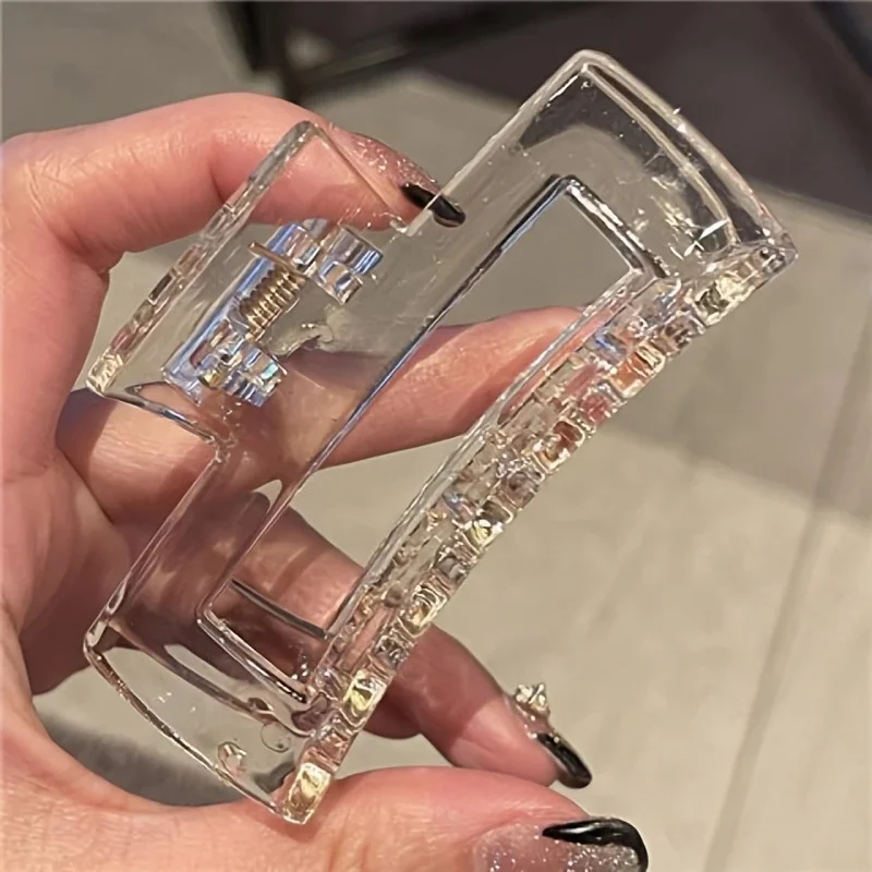 3 Stück elegante große Haarklammern für Frauen, transparent, rechteckig, Hai-Clip-Design, rutschfester Griff, perfekt für Styling und Hochsteckfrisuren – Detail 4
