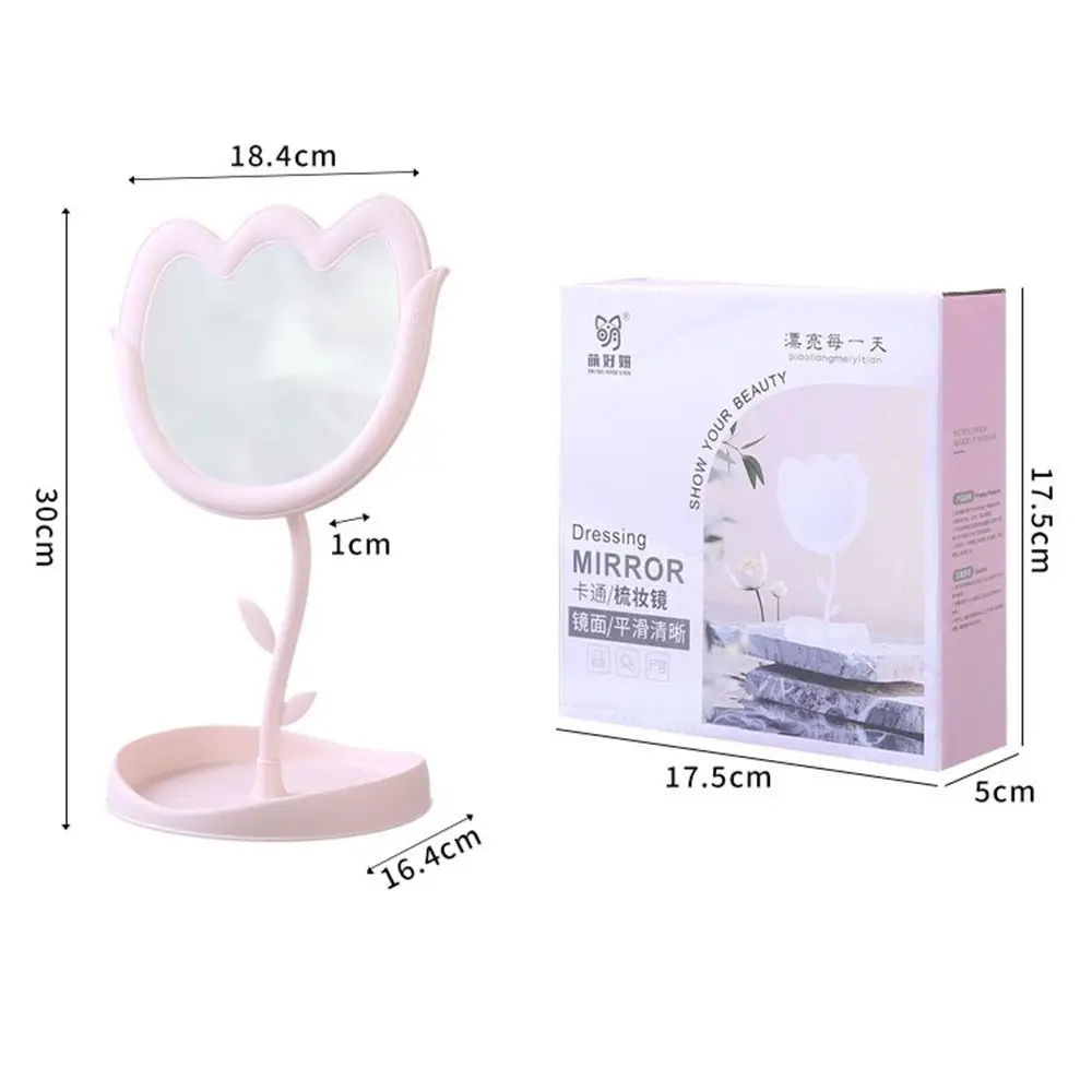 Afneembare tulpbloem make-upspiegel multifunctioneel met sieradenopslag make-upspiegels woondecoratie verstelbare hoek