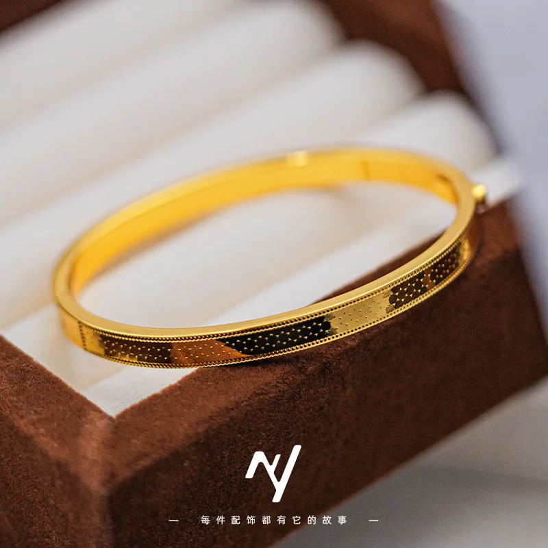 Zhou family with the same cnc egg-shaped dragon scale buckle bracelet light luxury design feeling element ring bracelet 9999gold