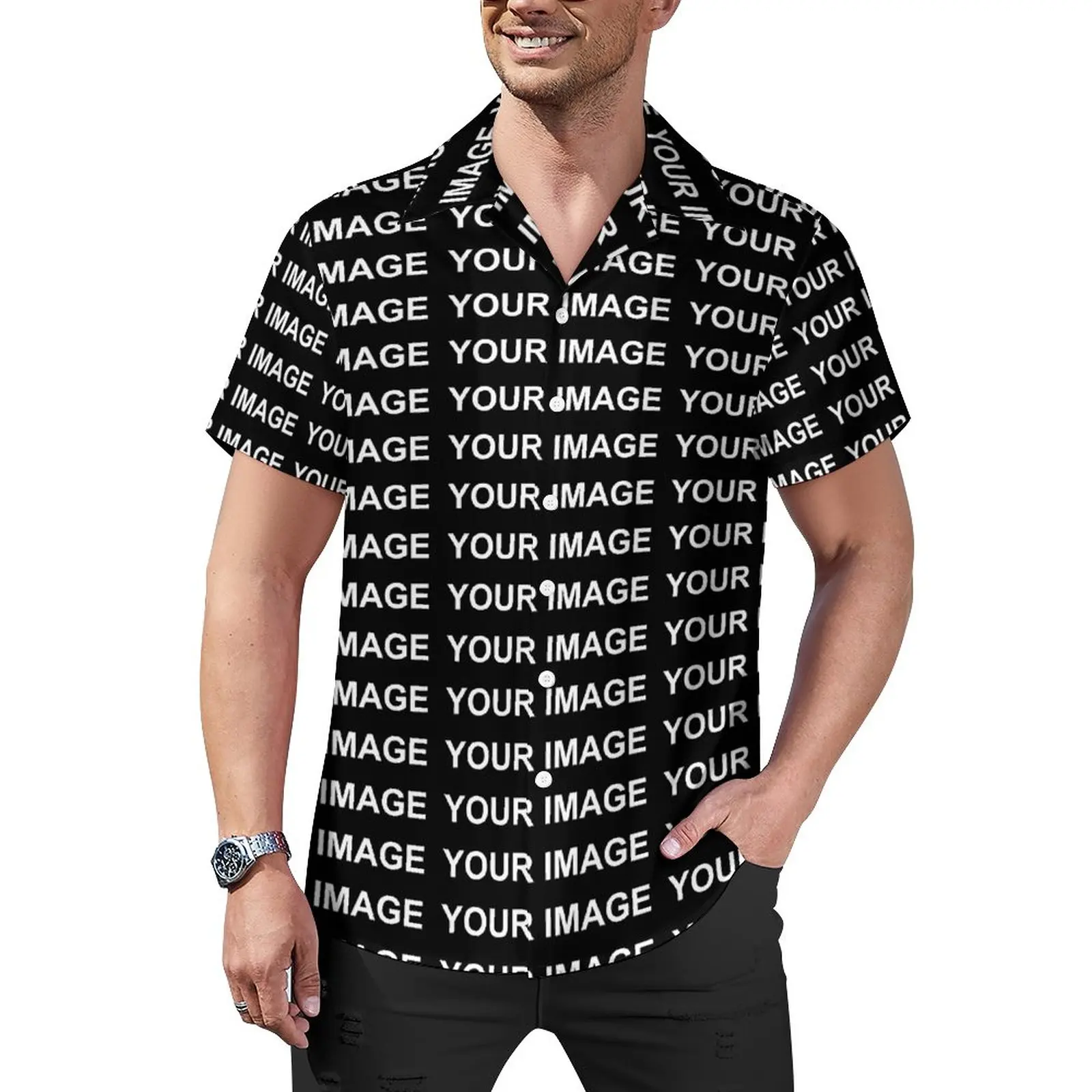 Your Image Customized Casual Shirt Custom Made Design Beach Loose Shirt Hawaii Vintage Blouses Short Sleeve Oversized Clothing