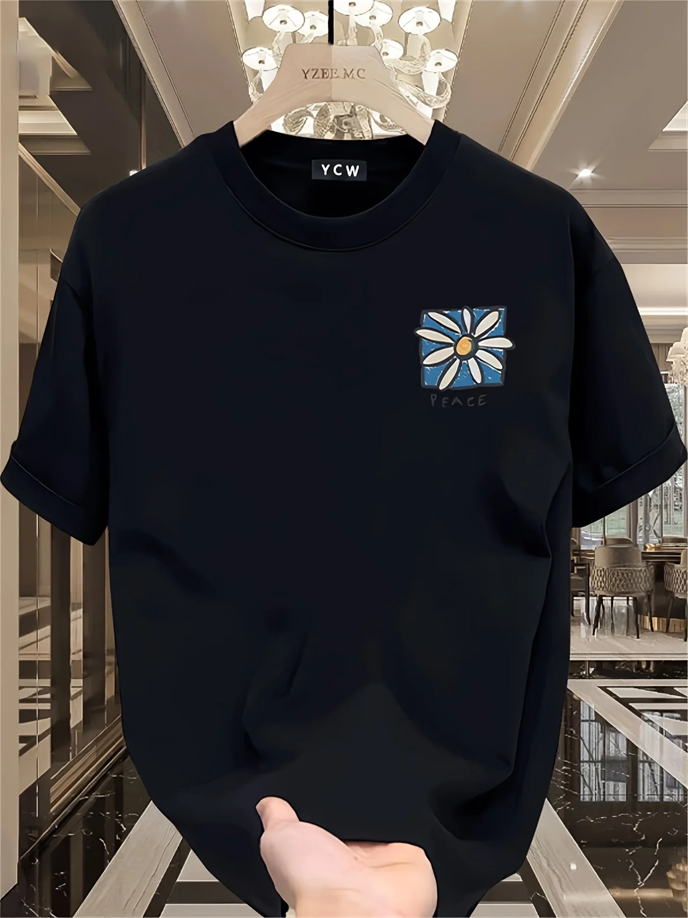 Herren 2026 Sommer Mode Bestseller Gänseblümchen-Print T-Shirt, Lässig 100% Baumwolle, Locker Geschnitten, Vielseitig Kurzarm – Detail 5