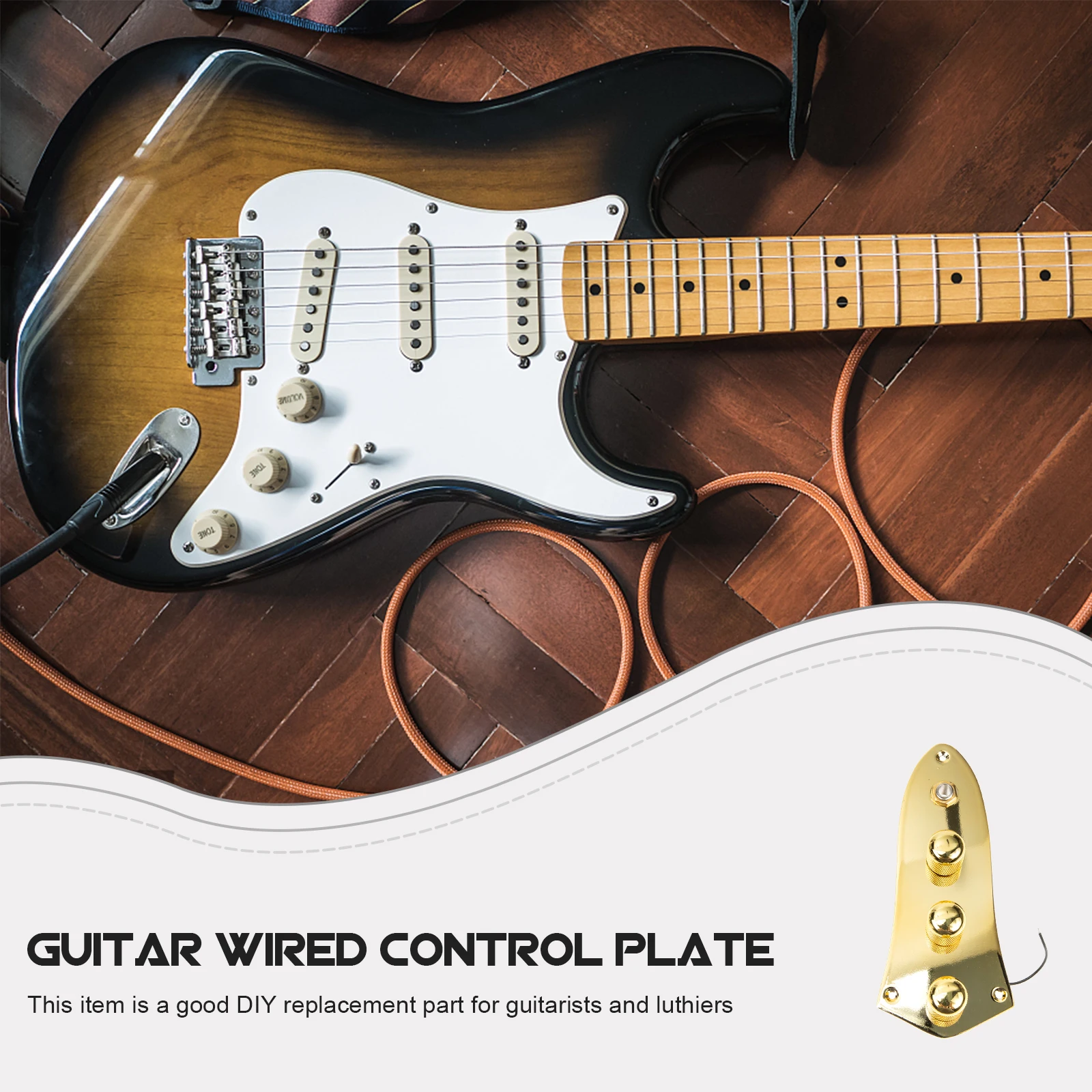 

Electric Guitar Guard Plate Volume and Tone Control Knob Wired Panel Metal Loaded Bass Circuit
