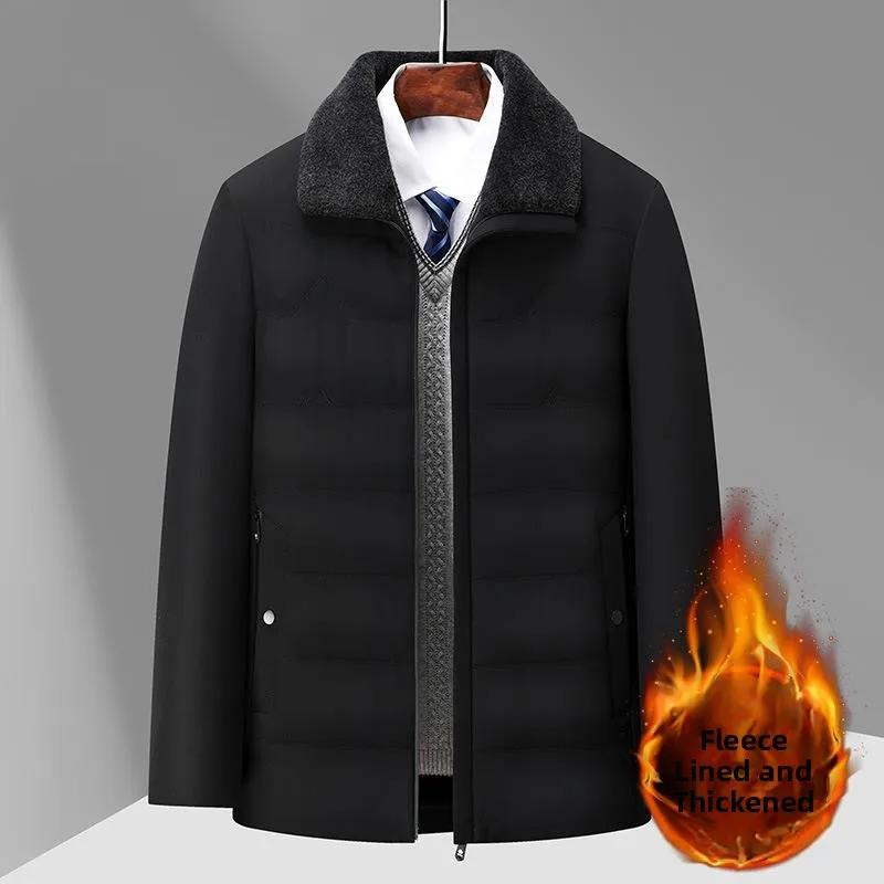 

Теплый хлопковый тюнер для мужчин среднего возраста и лет, зимняя одежда с откидным воротником, мужской длинный длинный полиэстер F...