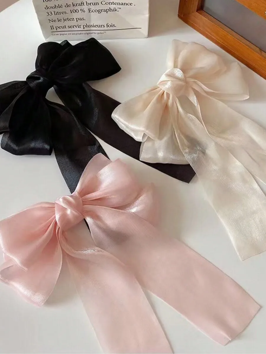 

4pcs Set Satin Bow Hair Clips For Women Elegant Hair Accessories