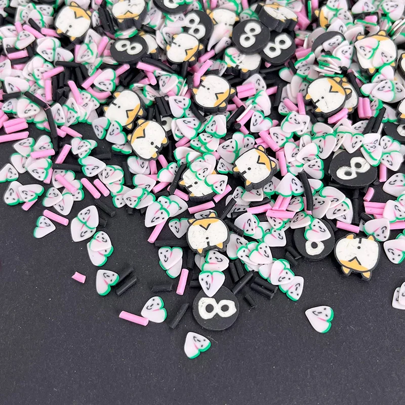 50g Animal Peach Hip Black Eyes Polymer Clay Sprinkles for DIY Crafts Tiny Cute Plastic klei Slime Filling Material Accessories