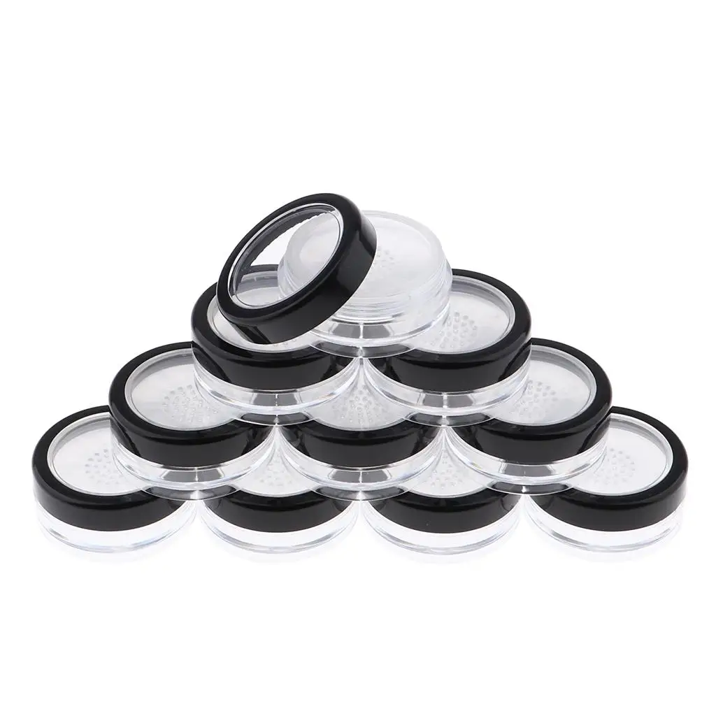 Caja vacía de 10 piezas, tamiz cosmético, frasco suelto, estuche de base, tamaño compacto portátil, ideal para viajes