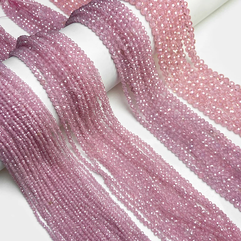 Natural Faceted Pink Rose Zircon Beads Transparent Loose Spacer Small Beads For Jewelry Making Diy Charm Handmade 2 3 4mm Supply