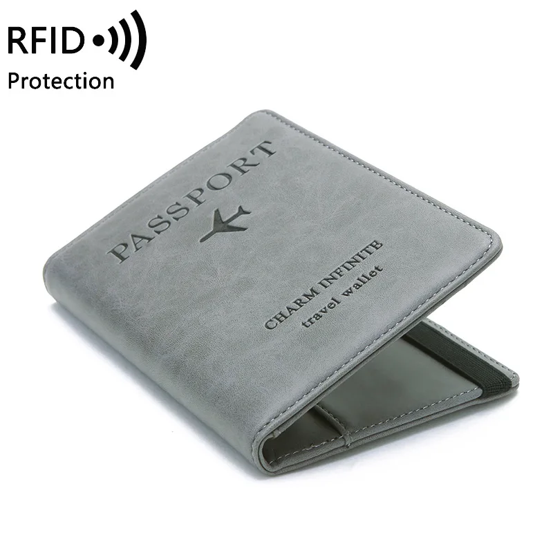 New Women Men Travel Passport Holder Cover Case RFID PU Leather Credit ID Card Holder Case Ticket Protective Wallet