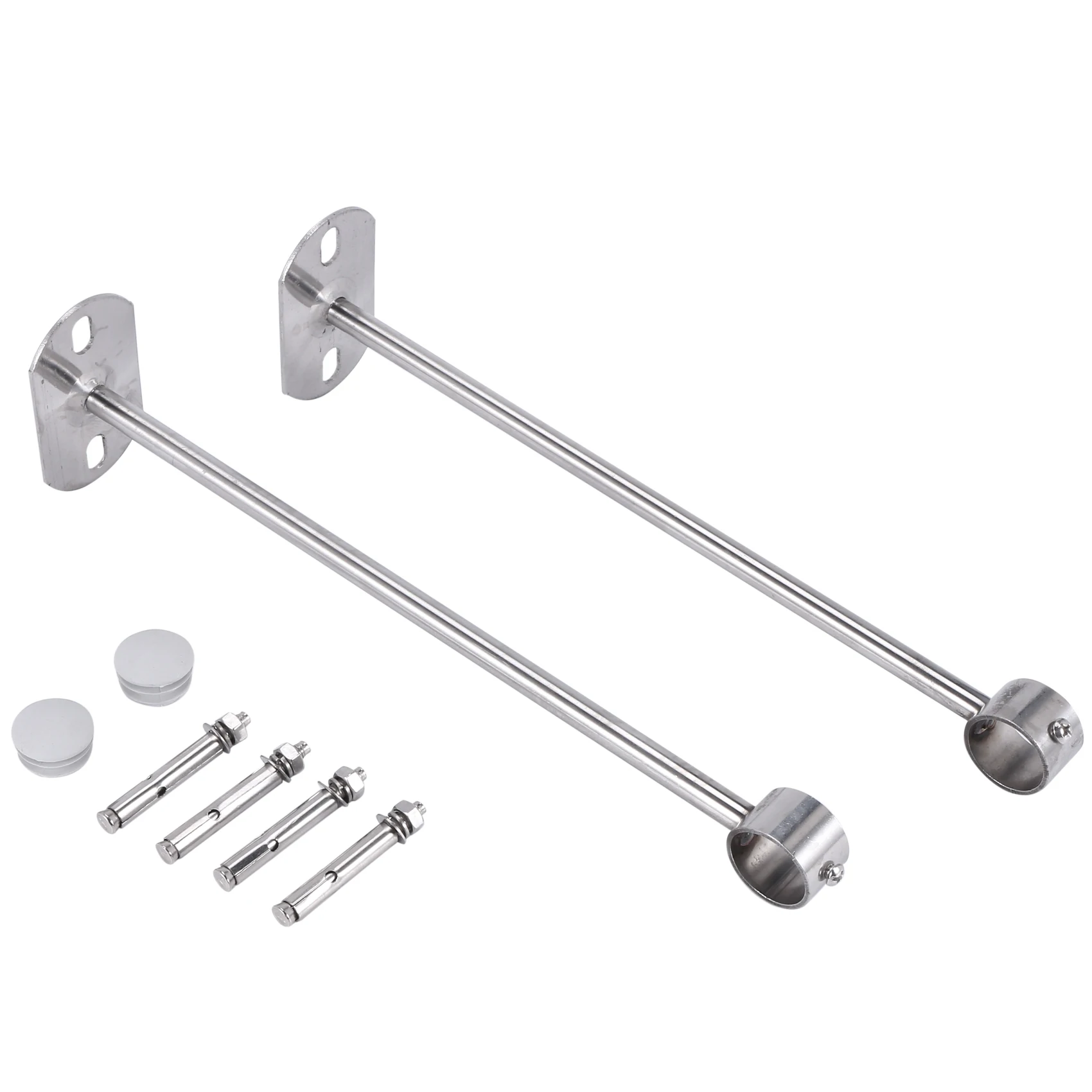 Ceiling-Mount Bracket, Wardrobe Pipe Bracket, 25mm Dia, Wardrobe Rod Lever Support Holder Pipe Flange Socket 2Pcs(300mm)