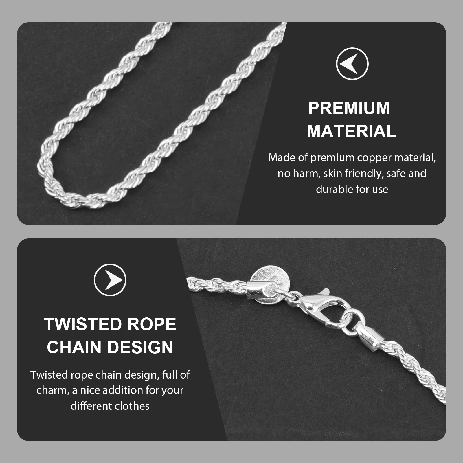 3 Buah Rantai Kalung Pria Link Versi Korea