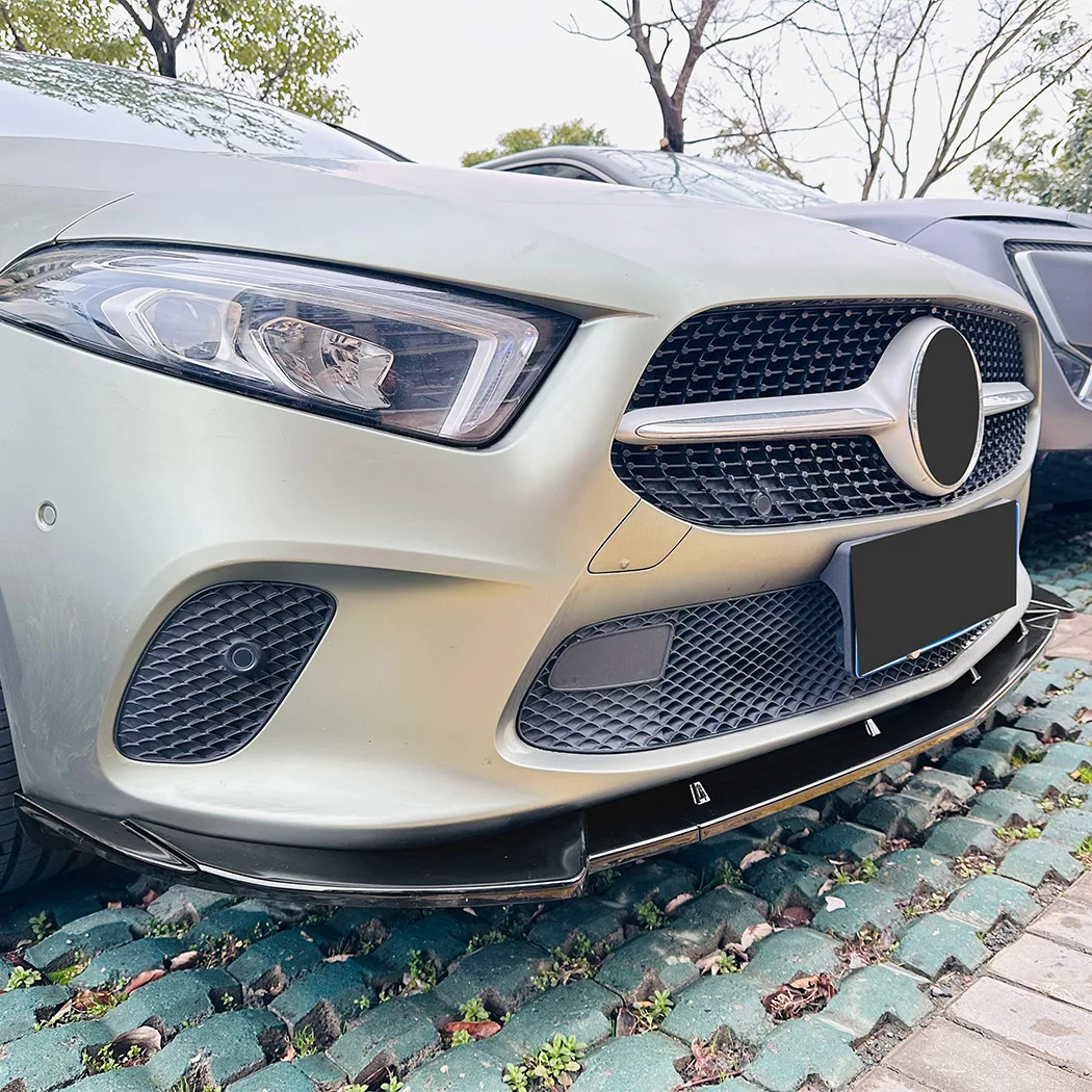 

Для Mercedes-Benz A-Class W177 V177, 3 шт./компл., 2018-2022, накладка на передний бампер, сплиттер, обвес, внешние тюнинг-аксессуары