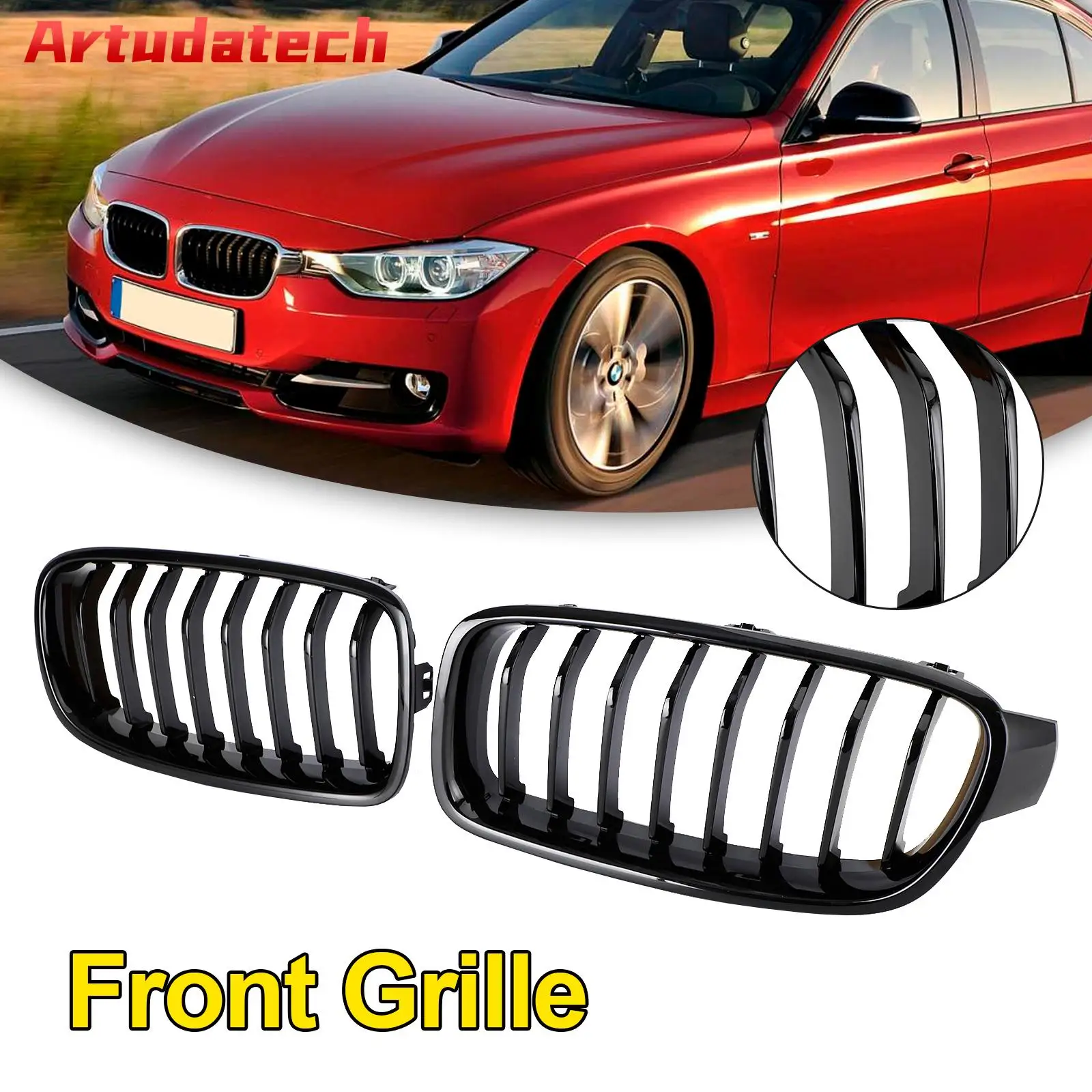 

Глянцевая черная передняя решетка Artudatech, подходит для BMW 3 серии F30 F31 F35 2012 2013 2014 2015 2016 2017 2018 2019