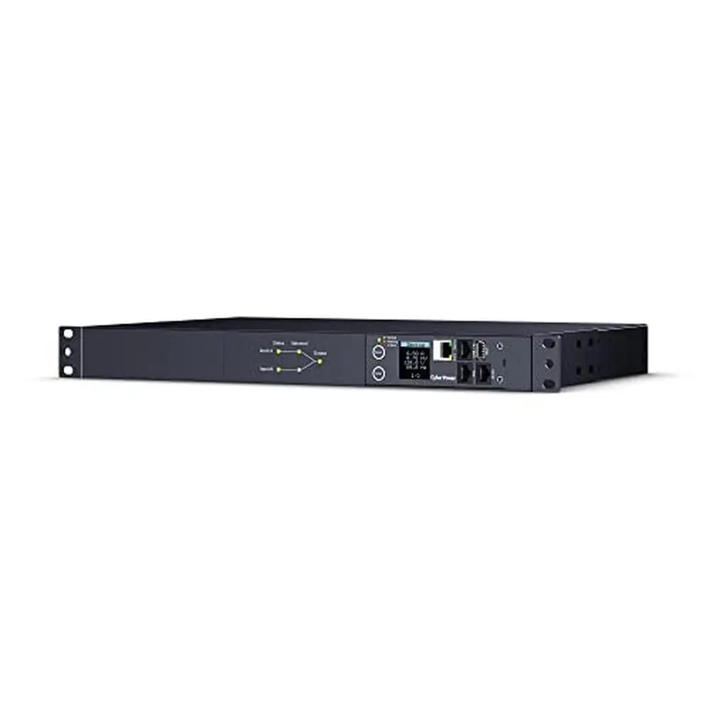 Switched ATS PDU 100-120V 16A 10 Outlets 1U Rackmount Metered Power Distribution Unit Dual Power Redundancy 10 NEMA 5-20R Auto