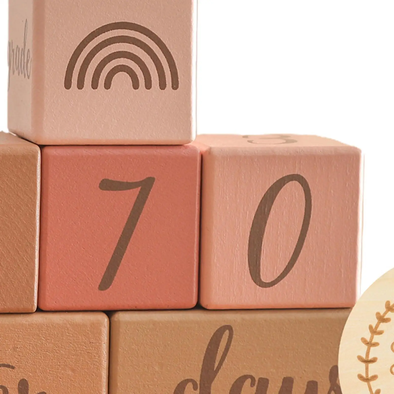 Milestone Blocks Set Keepsake Boys or Girls Week Month Year Commemorative Newborn Unique Baby Shower Decoration, Wooden Discs
