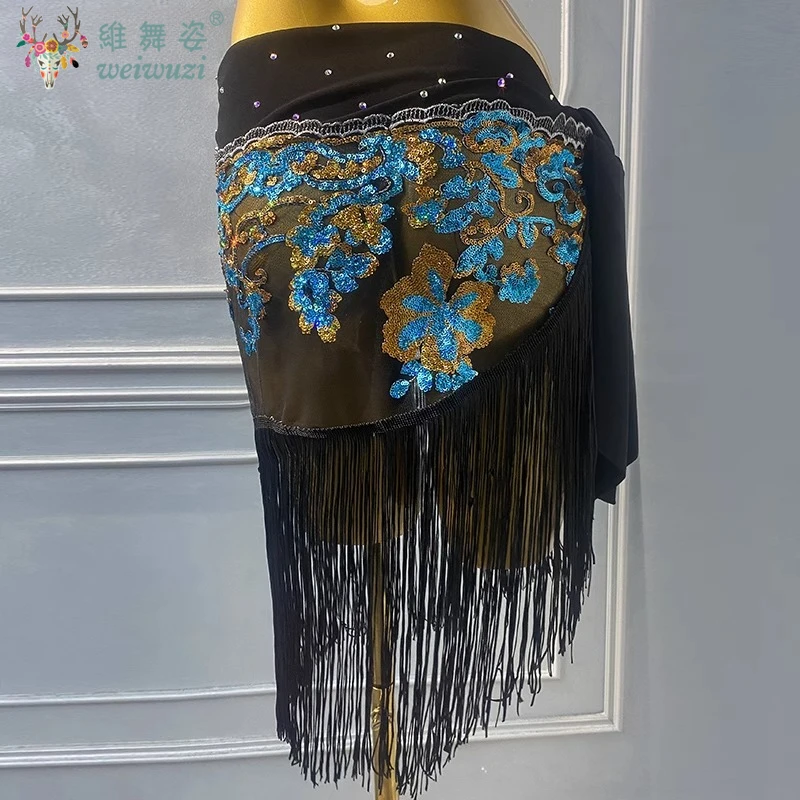 Belly Dancing Performance Hip Scarf Women's Advanced Embroidery Sequin Fringe Waist Scarf Oriental Dance Practice Accessory Belt
