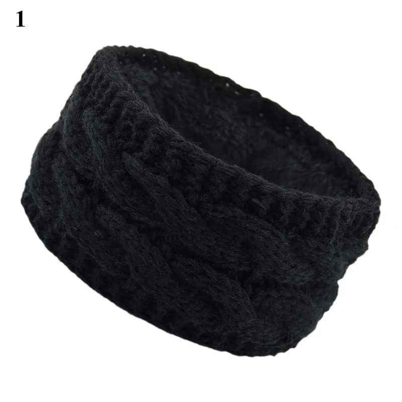 Women Winter Wide Plush Headband Solid Color Knitted Warm Hair Band Twist Elastic Headwear Punk Hair Accessories Ear Warmer