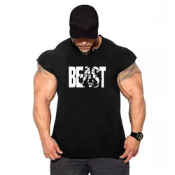 Fitness Clothing Bodybuilding Shirt Men Top for Fitness Sleeveless Sweatshirt Gym T-shirts Beast Mode Man Men's Vest Stringer