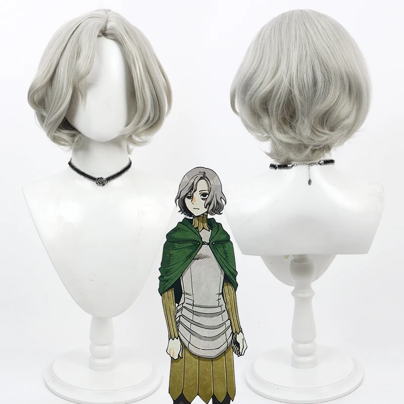 Delicious in Dungeon Mithrun Cosplay Wig Short Gray Synthetic Hair Heat Resistant Halloween Carnival Role Play Party + Wig Cap