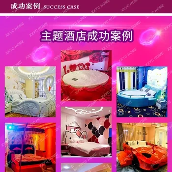 Heart-Shaped round  Furniture Light Luxury Hotel Water Bed Electric Bed Theme Couple Apartment Bed