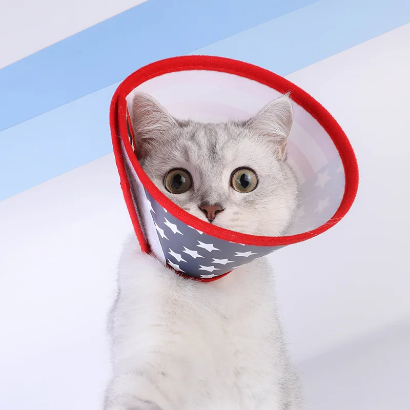 Custom-made dog Elizabethan collar, pet cat Elizabethan collar, cartoon-style pet collar for post-operative safety, grooming