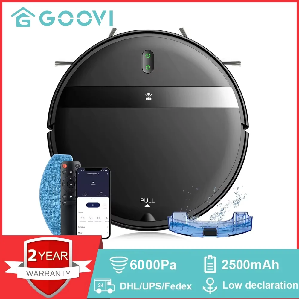 

GOOVI G20 Robot Vacuum Cleaner 6000Pa Strong Suction 2500mAh Battery 3in1 Mopping Sweeping Suction Smart Home Support Wifi/alexa