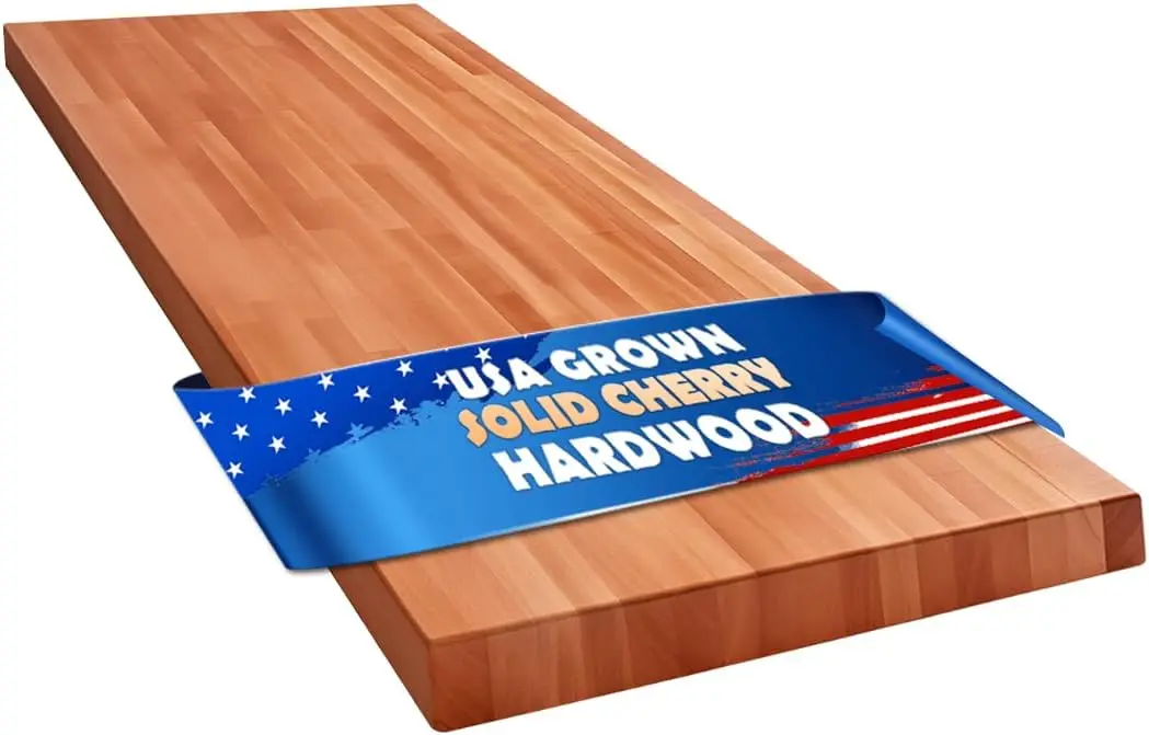 

Butcher Block Counter Top, USA Grown Cherry Solid Hardwood Countertop, Wood Slabs for Kitchen, Reversible, Both Side Po