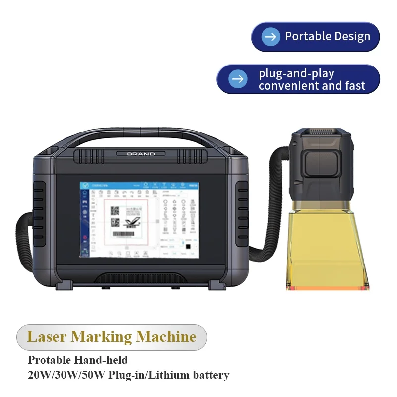 Small Handheld Expire Date logo Coding 20w 30w Portable Fiber Laser Marking Machine for Metal Plastic Glass Cable Wire Tube