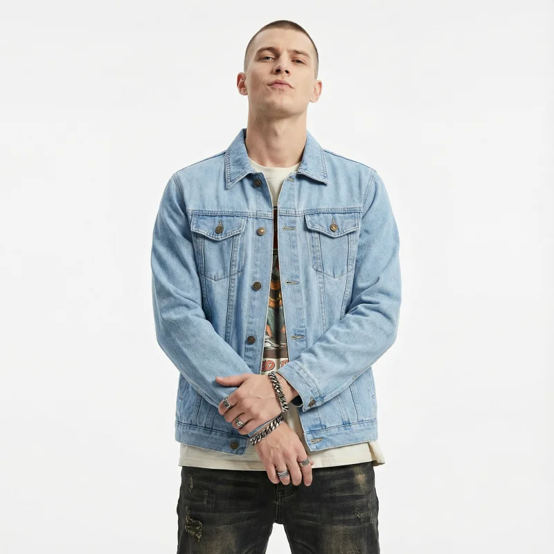 Męska klasyczna kurtka jeansowa 2026 wiosna jesień moda oversize streetwear vintage płaszcz jeansowy casual odzież wierzchnia dla mężczyzn XL-7XL