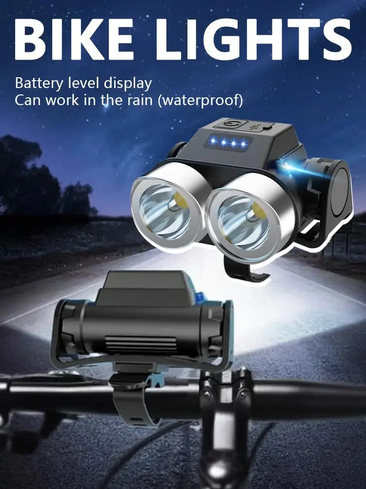 AliExpress NONE Rechargeable Bicycle Front Rear Light LED Headlamp Taillight Multiple Lighting Modes USB Type-C Charging for Night Riding