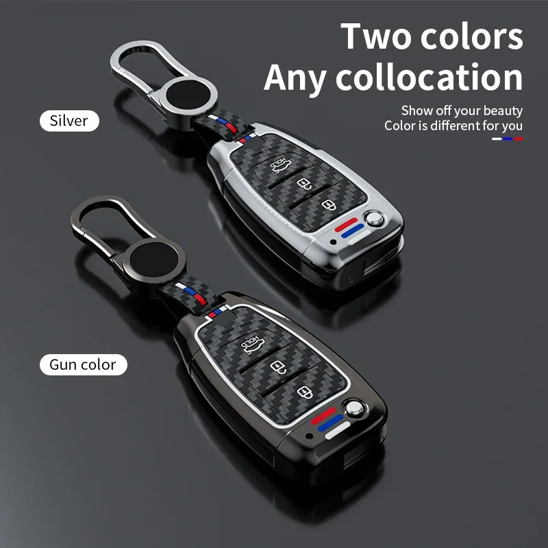 Zinc Alloy Car Flip Key Case Cover for Hyundai Elantra Solaris Tucson I30 I35 I40 KONA Genesis Santa Fe Azera Holder Shell