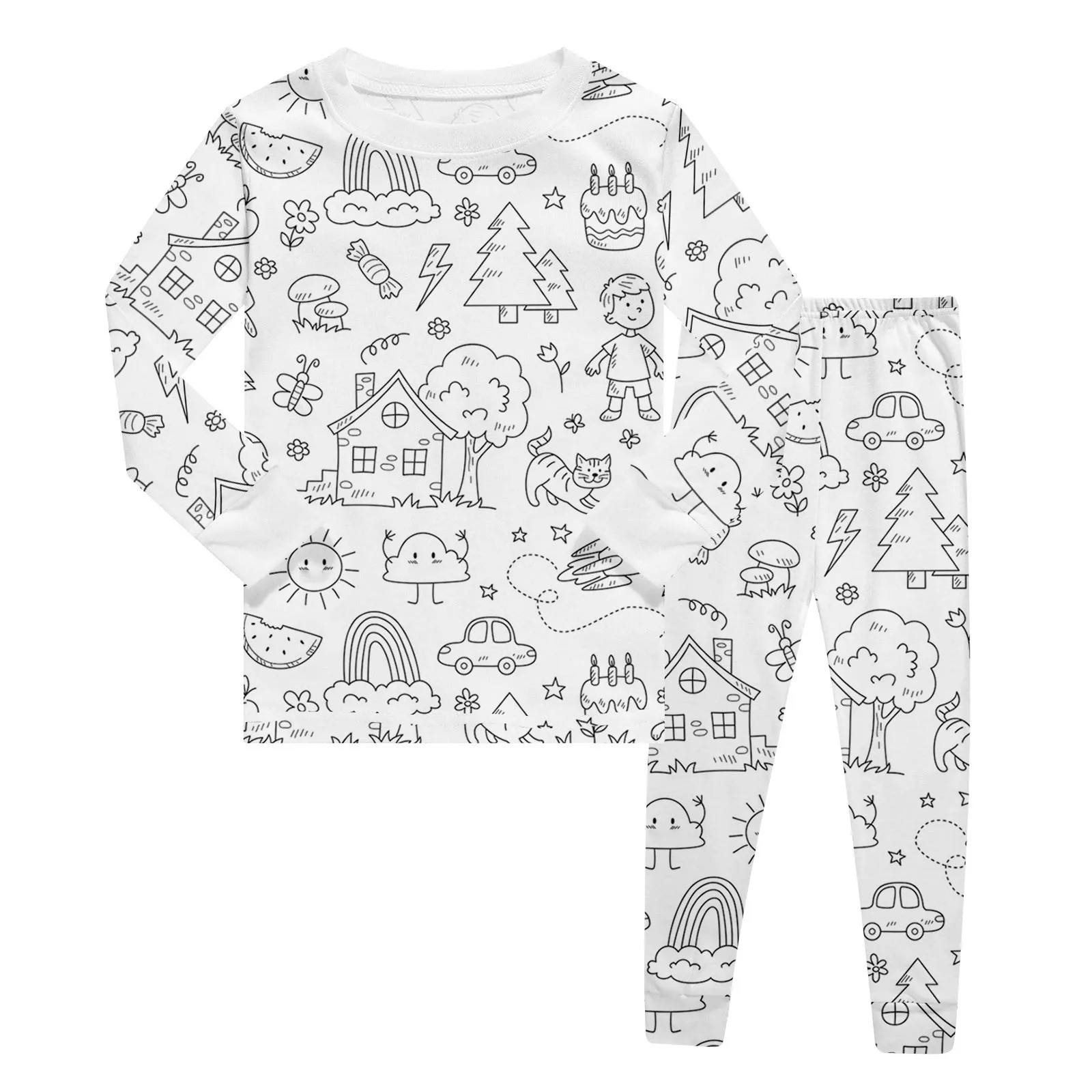 DIY Pajamas Kids Sketch Colorful Pajama Set Baby Art Color Your Own Pajama Handicraft Toys DIY Children Crafts For Kids Boy Girl