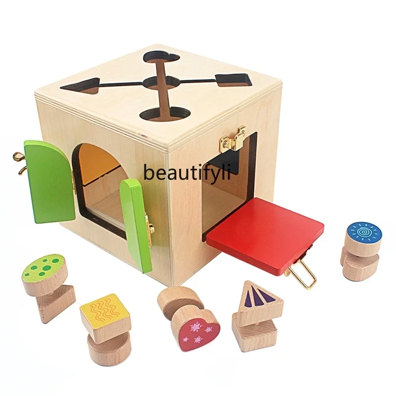 Wooden unlocking box children's early education puzzle unlock toy children's building block