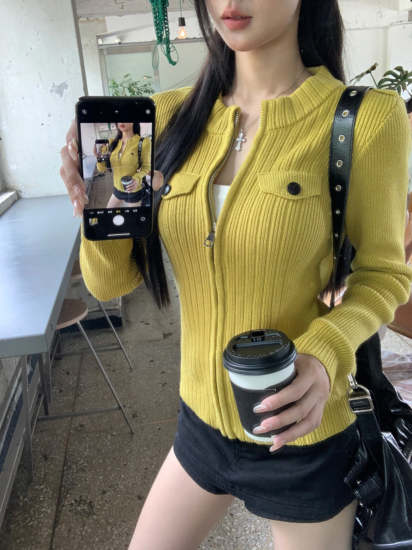 

Red Celebri Knitted Open Cardigan Women's Korean Sle Early Autumn Outerwear Design Sensation Sweater Jaet Straight Cut