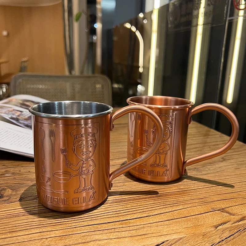 Copper Mug Handcrafted of 100% Pure Thick Copper Shot Glass Copper Interior Vintage Wine Glass Strong Riveted Handle 13 Ounces