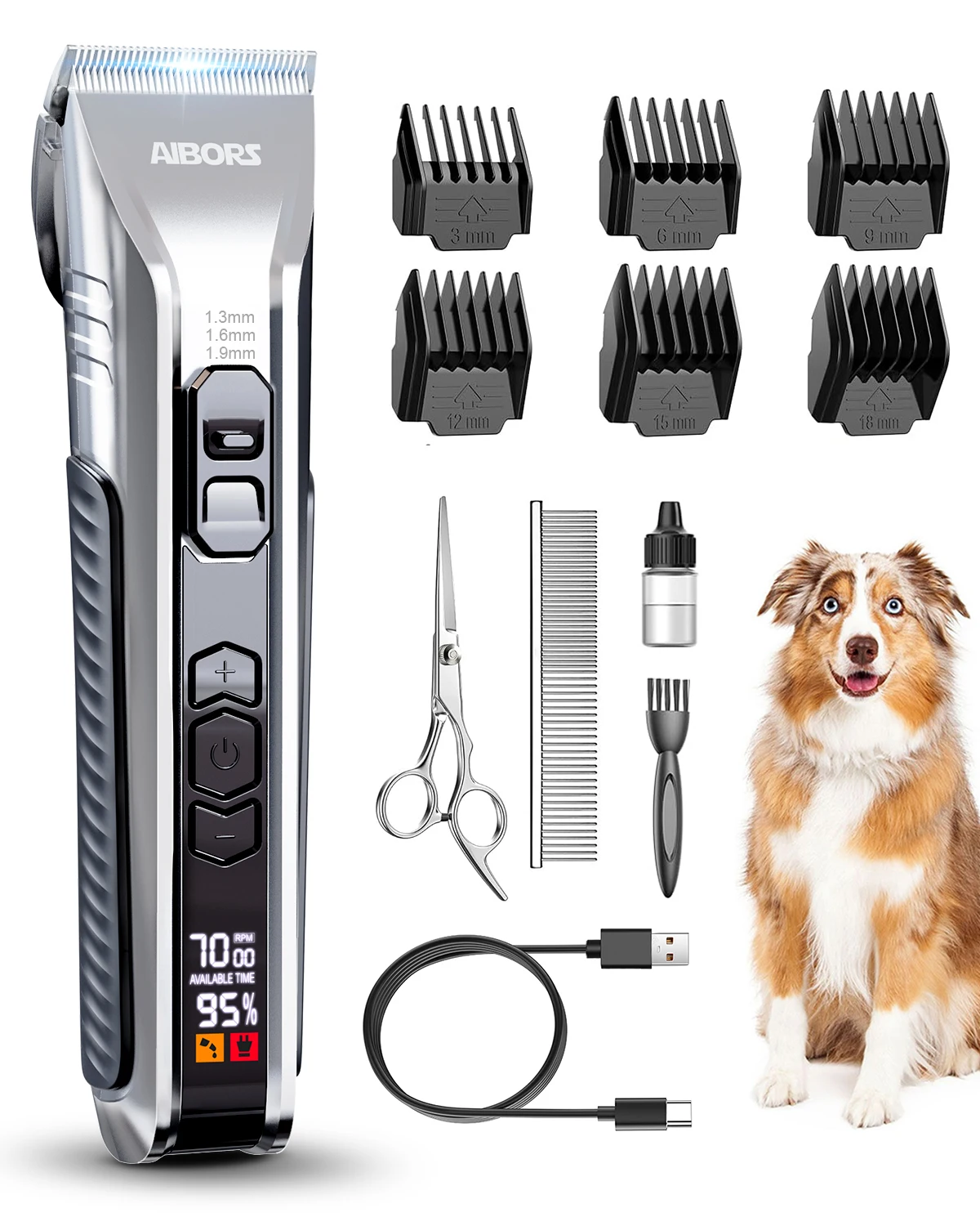 

AIBORS D10 Puppy Professional Dog Hair Clippers for Grooming Kit Electronic Beauty Trimmer Cut Hair Machine For Pet Cat Dogs