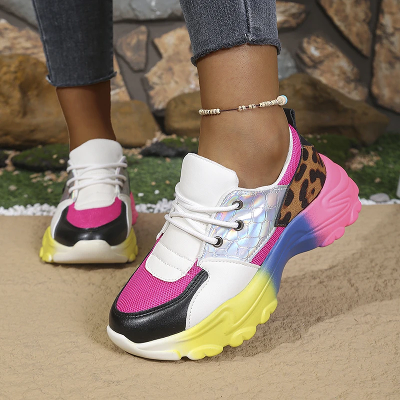 

Women Sneakers Casual Comfortable Shoes Women Fashionable Colorful Designer Shoes Lace Up Outdoor Platform Female Sneakers