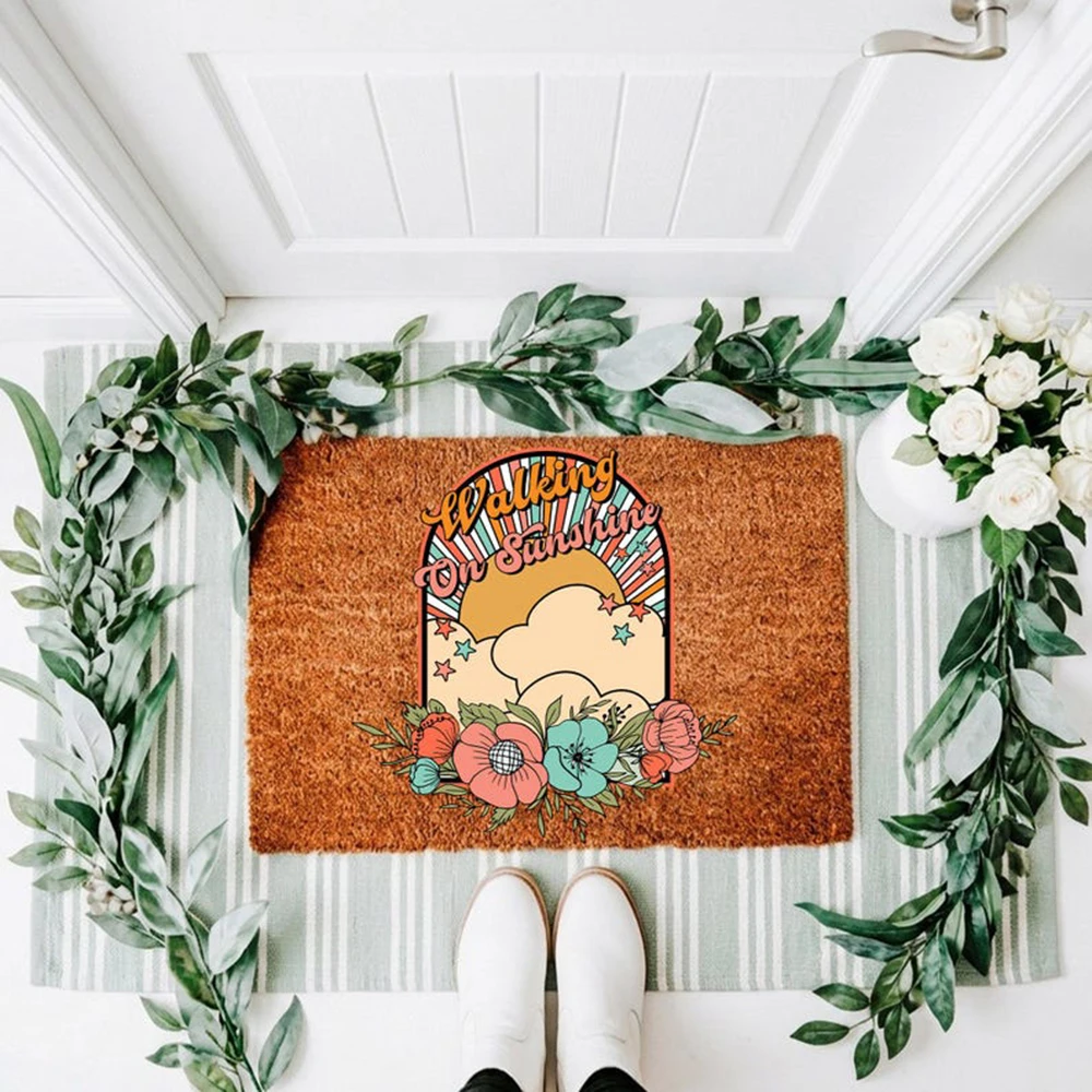 

Walking On Sunshine Doormat Retro Summer Welcome Mat Sun Inspirational Design Sunshine Front Porch Decor Housewarming Gift