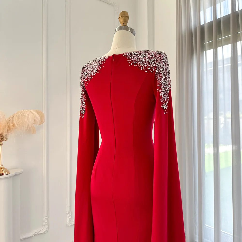 Sharon Said Elegantes Weißes Meerjungfrauenkleid Dubai Abendkleid Damen Hochzeitsfeier Umhangärmel Muslimische Formelle Kleider SF280 Maßanfertigung – Detail 16