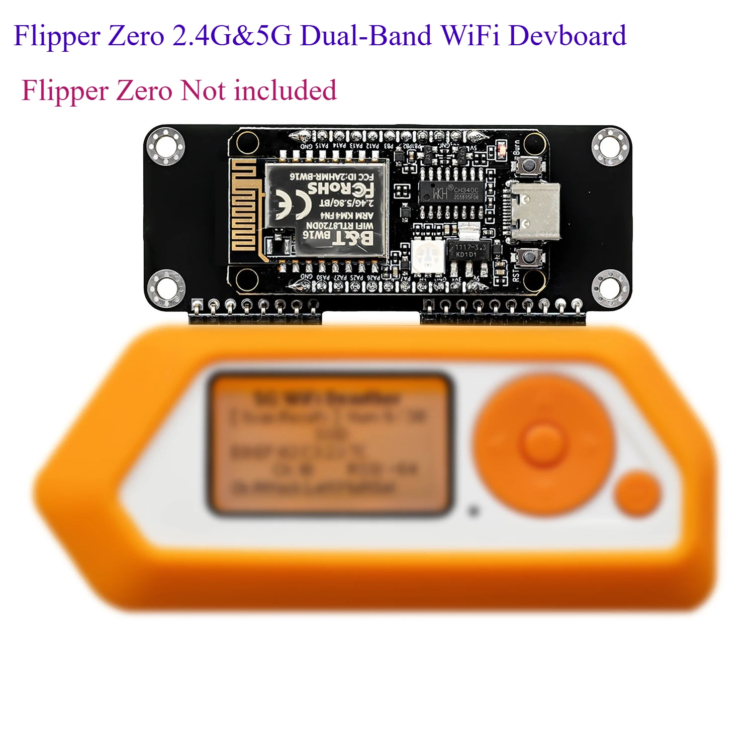 Flipper Zero 2.4G&5G Dual-Band WiFi Devboard, BW16 RTL8720DN Board, Wireless Expansion Board(Support Momentum Firmware Only)