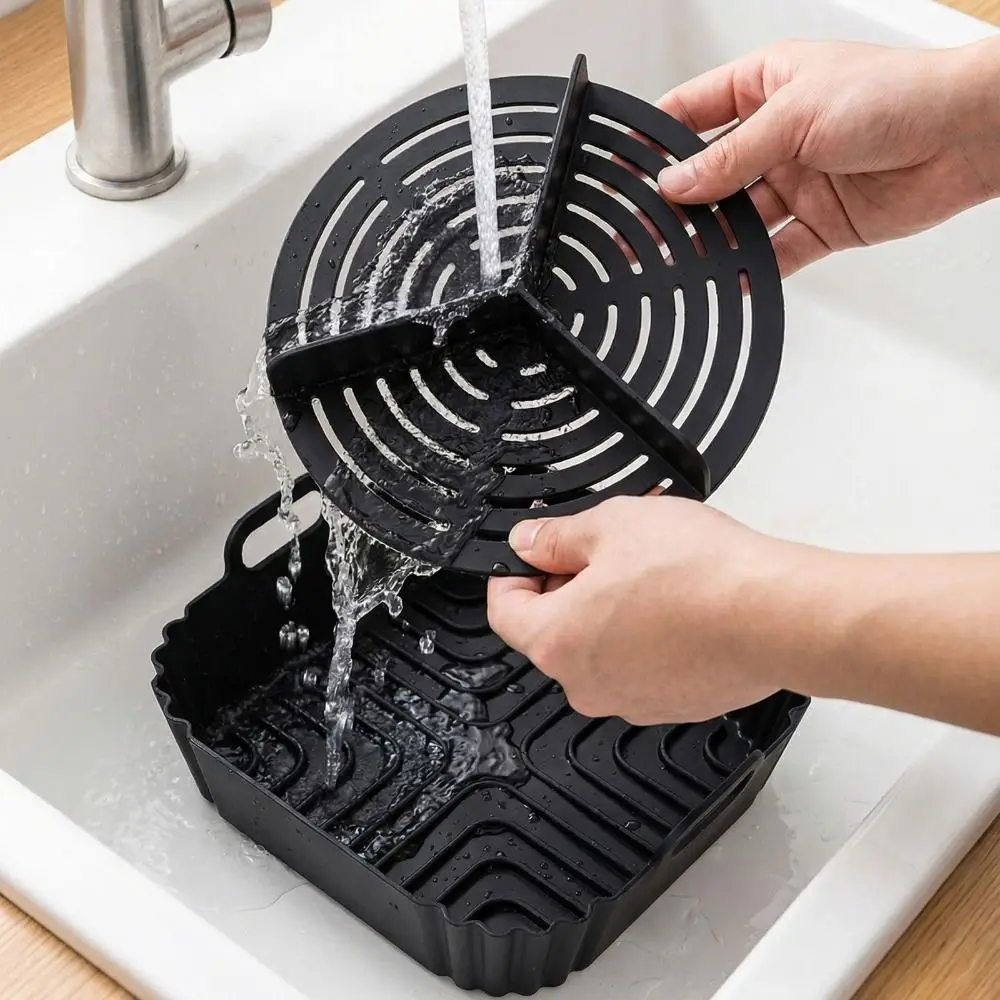 Creative Silicone Baking Tray Food Grade Reusable Non-Stick Basket Mat Flexible with Round Liner Silicone Air Fryer Liner